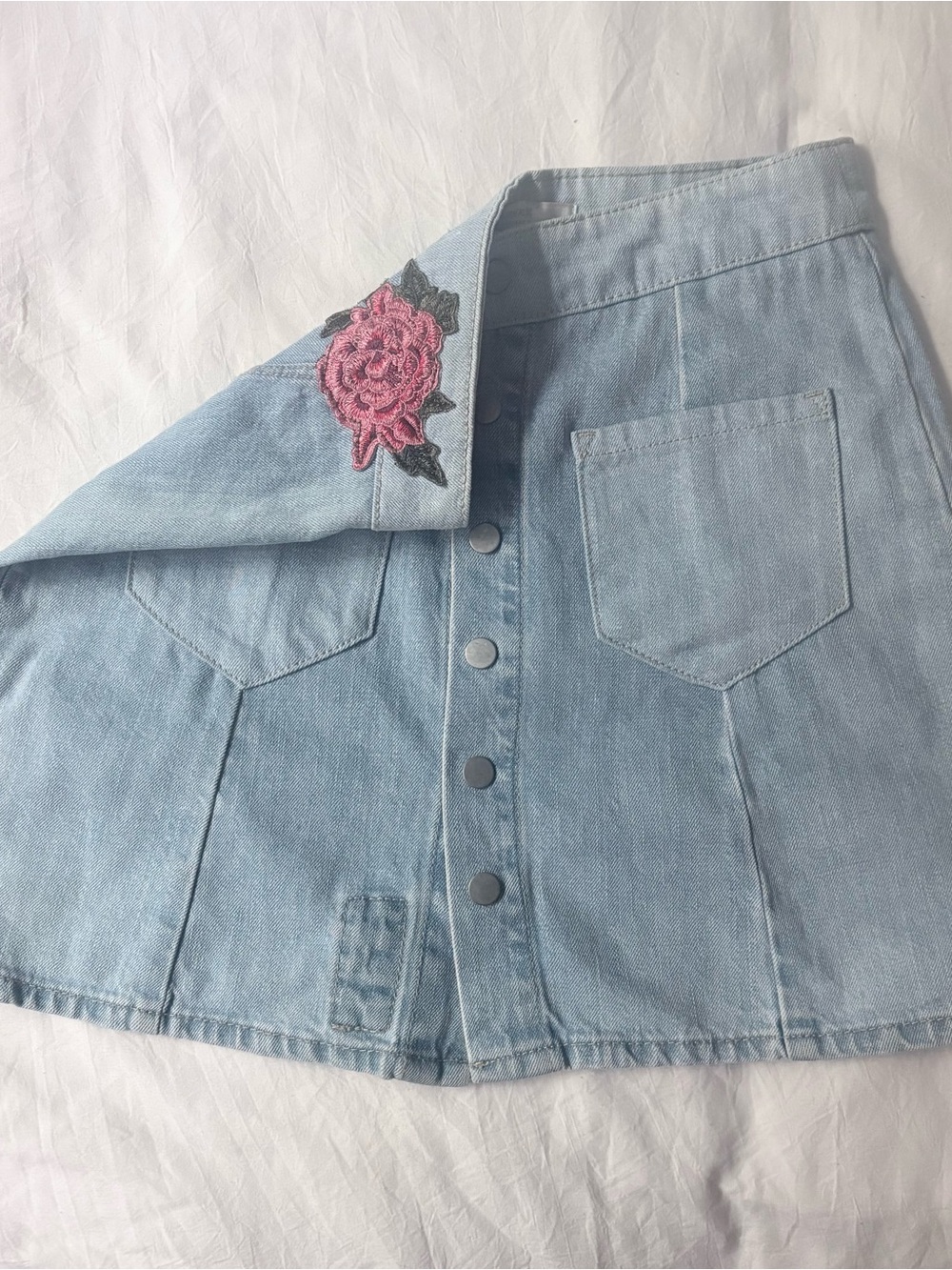 ZARA Trafaluc XS Light Blue Denim Button-Front Mini Skirt
